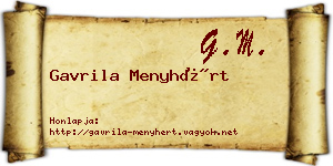 Gavrila Menyhért névjegykártya